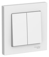 Выключатель двухклавишный ATLASDESIGN схема 5 10АХ в сборе белый - ATN000152 Schneider Electric