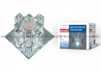 Светильник декоративный встраиваемый DLS-F117 G9 GLASSY/CLEAR "Fiore" квадрат. без лампы основание стекло цвет зеркальный отделка кристалл прозр. Fametto 10749