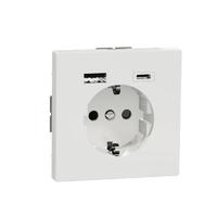 Розетка 1-м СП 3мод. Merten D-Life 16А IP20 со встроен. зарядн. устройством USB A+C 3А бел. лотос SchE MTN2367-6035 Schneider Electric