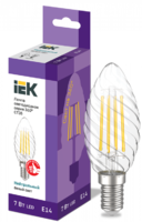 Лампа светодиодная филаментная 360° 7Вт CT35 свеча витая 4000К E14 230В IEK LLF-CT35-7-230-40-E14-CL (ИЭК)