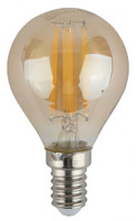Лампа светодиодная F-LED P45-9W-827-E14 gold (филамент, шар золот, 9Вт, тепл, E14) (10/100/3600) ЭРА (Энергия света) Б0047022