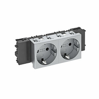 Розетка двойная 0° Modul45connect с з/к, 250 В, 16A (серебристый) (STD-D0C AL2) | 6120372 OBO Bettermann