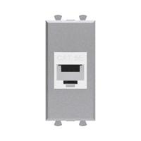 Компьютерная розетка RJ-45 без шторки модульная, кат.5е, "Avanti", "Закаленная сталь", 1 модуль | 4404661 DKC (ДКС)