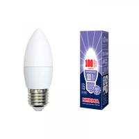 Лампа светодиодная LED-C37-11W/DW/E27/FR/NR . Форма свеча, матовая. Серия Norma. Дневной белый свет (6500K). Картон. ТМ Volpe Uniel UL-00003813
