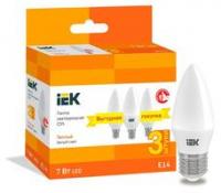 Лампа светодиодная C35 свеча 7Вт 230В 3000К E14 (уп.3шт) IEK LLE-C35-07-230-30-E14-3 (ИЭК)