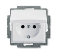 Механизм розетки 1-м СП Basic 16А IP20 250В с крышкой альп. бел. ABB 2CKA002018A0350 2018-0-0350