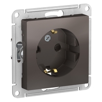 Механизм розетки 1-м СП ATLAS DESIGN с заземл. защ. шторки 16А мокко SchE ATN000645 Schneider Electric