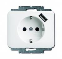 Розетка Schuko Alpha 16А 700мА с заряд. устройством USB 20 EUCBUSB-24-500 бел. матовый защ. шторки ABB 2011-0-6188