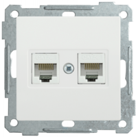 Механизм розетки комп. 2-м СП BOLERO РК10-2-Б RJ45 Cat5e бел. IEK EKB25-K01 (ИЭК)