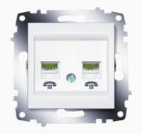 Механизм розетки телефонной 2-м Cosmo RJ11 бел. ABB 619-010200-222
