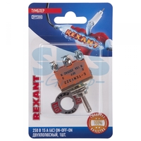 Тумблер 250V 15А (6c) ON-OFF-ON двухполюсный (KN-203) (в упак. 1шт.) | 06-0328-B REXANT