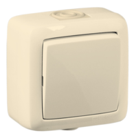 Выключатель одноклавишный наружный слоновая кость IP44 10А - ВА10-211-01 HEGEL