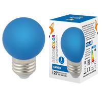 Лампа светодиодная LED-G45-1W/BLUE/E27/FR/С 1Вт шар матовая син. E27 декоративная (упак. картон) Volpe UL-00005647 Uniel