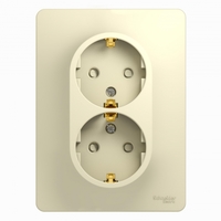 Розетка 2-м СП Glossa 16А IP20 с заземл. защ. шторки в сборе беж. SchE GSL000226 Schneider Electric