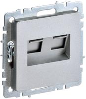 Розетка двойная СП RJ11+RJ45 кат.5E BRITE РК/Т12-БрА алюм. IEK BR-KT20-O-1-K47 (ИЭК)
