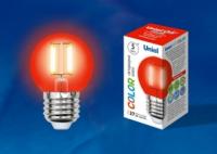 Лампа светодиодная LED-G45-5W/RED/E27 GLA02RD LED. "шар". серия Air color. Красный свет | UL-00002986 Uniel