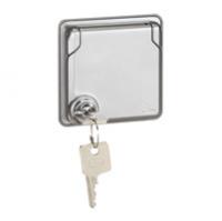 Розетка 1-м СП 6мод. Soliroc 16А IP55 IK10 2P+E с заземл. Schuko защ. шторки запираем. крышкой немецк. стандарт винт. клеммы хром Leg 077837 Legrand