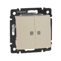 Выключатель Legrand Valena 2-клавишный с подсветкой встроенный 250 В 10 А слоновая кость 774328