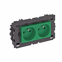 Розетка двойная 0° Modul45connect франц. стандарт, 250 В, 16A (зеленый) (STD-F0C8 MZGN2) | 6120626 OBO Bettermann