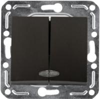 Механизм выключателя 2-кл. СП 10А IP20 V01-14-V22-М с индикацией черн. Volsten 10007