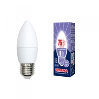 Лампа светодиодная LED-C37-9W/DW/E27/FR/NR Форма свеча, матовая. Серия Norma. Дневной белый свет (6500K). Картон. ТМ Volpe Uniel UL-00003805