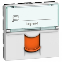 Механизм розетки компьютерной СП 2мод. Mosaic RJ45 кат.6 FTP оранж. шторка бел. Leg 076523 Legrand
