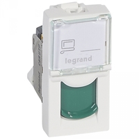 Механизм розетки компьютерной СП 1мод. Mosaic RJ45 кат.6A UTP зел. шторки Leg 076526 Legrand