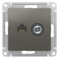 Розетка компьютерная + телевизионная 2-м AtlasDesign RJ45 кат.5E TV механизм сталь SchE ATN000989 Schneider Electric