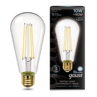 Лампа светодиодная филаментная Filament 10Вт ST64 4100К нейтр. бел. E27 970лм GAUSS 157802210