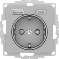 Розетка AtlasDesign 16А с 2-мя заряд. устройствами USB тип A+C 5В/2.4А 2х5В/1.2А механизм алюм. SchE ATN000332 Schneider Electric