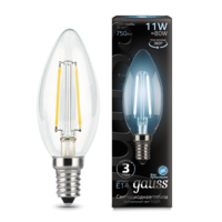 Лампа светодиодная филаментная Filament 11Вт свеча 4100К нейтр. бел. E14 830лм GAUSS 103801211
