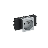Розетка одинарная 0° Modul45connect франц. стандарт, 250 В, 16A (серебристый) (STD-F0C AL1) | 6120542 OBO Bettermann