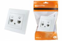 Розетка телефонная RJ11 + компьютерная RJ45 белая "Лама" | SQ1815-0019 TDM ELECTRIC