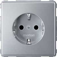 Механизм розетки 1-м СП Merten Aquadesign 16А IP20 с заземл. защ. шторки алюм. SchE MTN2300-7260 Schneider Electric