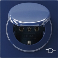 Розетка Gira S-Color 1-мест. 1мод. механизм с накладкой З/К скр. уст-ки16А 220-250В крышкой IP20 синий | 045446