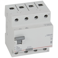 Выключатель дифференциальный (УЗО) RX3 4п 25А 100мА тип AC | 402066 Legrand