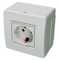Коробка 1-м ОП PDD-N60 16А IP00 с заземл. силовой роз. BRAVA 2мод. корич. DKC 10482B (ДКС)
