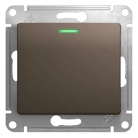 Механизм переключателя проходного 1-кл. СП Glossa 10А IP20 (сх. 6а) 10AX с подсветкой шоколад. SchE GSL000863 Schneider Electric