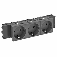 Розетка тройная 0° Modul45connect с з/к, 250 В, 16A (черный) (STD-D0C SWGR3) | 6120390 OBO Bettermann