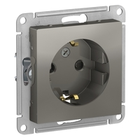Механизм розетки 1-м СП ATLAS DESIGN с заземл. защ. шторки 16А сталь SchE ATN000945 Schneider Electric