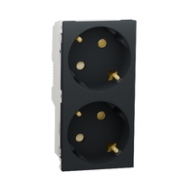 Розетка 2-м 4мод. Unica Modular 16А IP21 с заземл. защ. шторки винт. клеммы антрацит SchE NU306754A Schneider Electric