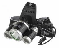Фонарь светодиодный GA-809 налобный аккумуляторный, трехламповый High Power Headlamp 5 Вт CREE, алюминий, ЭРА (Энергия света) Б0039627