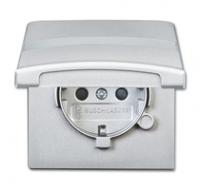 Розетка 1-м СП Allwetter44 20 EUGKBN-33-101 16А IP44 250В Schuko защ. шторки с крышкой полем для надписи уплотнит. кольцо серебр./алюм. ABB 2CKA002064A0300