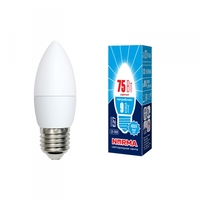 Лампа светодиодная LED-C37-9W/NW/E27/FR/NR Форма свеча, матовая. Серия Norma. Белый свет (4000K). Картон. ТМ Volpe Uniel UL-00003806