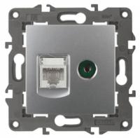 Розетка комбинированная Эра 14-3110-03 RJ45 (8p8c)+SAT/F 250В IP20 встраиваемая алюминий Б0034316 (Энергия света)