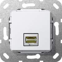 Джек (Jack) с/у rj45 8(8) пластик белый IP20 Gira System 55 | 569603 Мех-м с накладкой гнездо