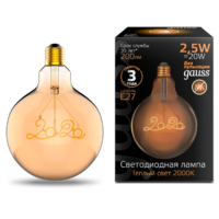 Лампа светодиодная филаментная Filament 2.5Вт G125 2020 2000К E27 200лм Golden Gauss 177802003