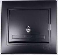 Кнопка звонка 1-кл. 1п СП Мира 10А IP20 со вставкой черн. бархат LEZARD 701-4242-103