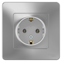 Розетка 1-м СП Blanca 16А IP20 250В с заземл. без защ. шторок алюм. SchE BLNRS001013 Schneider Electric