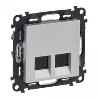 Механизм розетки компьютерной 2-м Valena Life RJ45 кат.6 UTP с лицевой панелью алюм. Leg 753643 Legrand